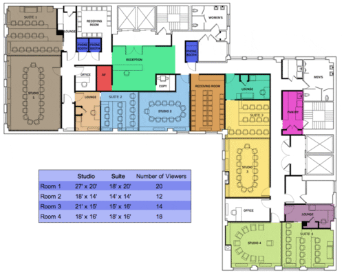 Floor Plan of Advanced Focus NYC Focus Group Facility.